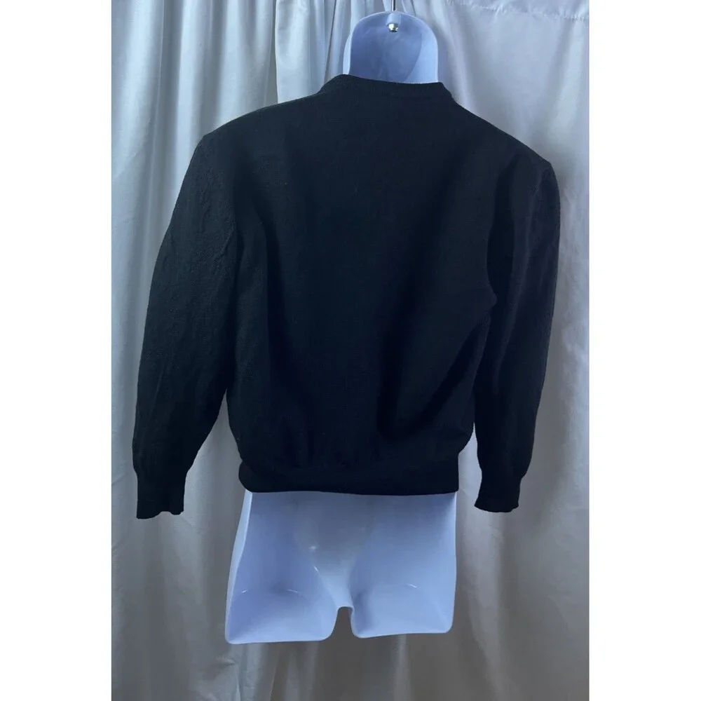 Vintage Veneziani Men’s V-neck Black Pullover Sweater Size L Marino Wool